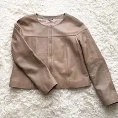 【訳あり】ANAYI アナイ 羊革 ラムレザーライダースジャケット ノーカラー