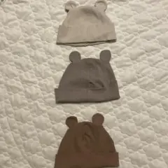 H&M 耳付きデザインリブキャップ　ベビーニット帽　3点セット