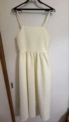 白キャミワンピース　ロングワンピース　レディース 春夏　透け感あり