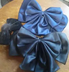 リボン型バレッタ3点セット