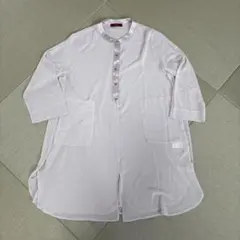 fua フーアホワイト 長袖シャツ ボタン付き