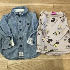GAP デニムシャツとミッキー柄カットソーセット90