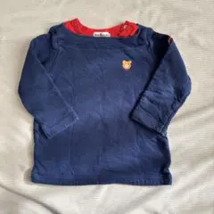 《HOT BISCUITS ミキハウス》ネイビー 長袖カットソー クマ刺繍