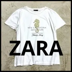 【人気】ZARA タツノオトシゴ パール装飾 Tシャツ 白 Mのサムネイル