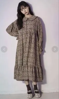 merry jenny フリルカラーflowerワンピース 森ガール