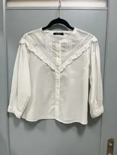 w closet レース付きホワイトシャツ 長袖