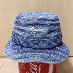 Supreme バケットハット デニム 総柄 ロゴ刺繍 S/M - メルカリ