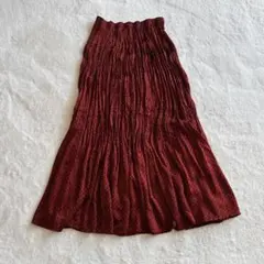 UNIQLO×INESコラボ商品 ドット柄プリーツフレアスカート L レッド