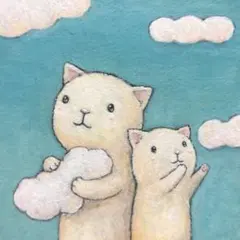 自作絵画 わたしのお気に入り 猫とネズミと小鳥の絵 絵画 原画