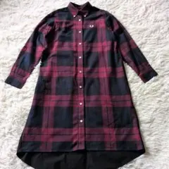 美品フレッドペリー Mワンピース Fred Perry チェックシャツワンピース