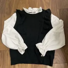 mezzo piano フリル付き長袖トップス Sサイズ