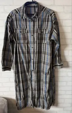 チェック柄 長袖シャツワンピース