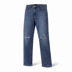 ユニクロ【28】スリムストレートハイライズジーンズ ダメージ加工 カジュアル