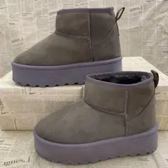 新品★レディース★Mサイズ★軽量 厚底 裏ボアムートンブーツ 焦茶色 524