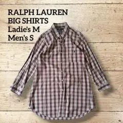 希少★ラルフローレンBIG SHIRTポニー刺繍ロゴレディースM相当ゆるだぼ
