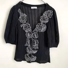 AUSTIN REED トップス　カーディガン　花レース　半袖のサムネイル