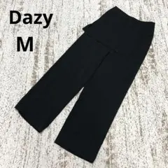 デイジー ワイドパンツ M 黒 レイヤードデザイン ゆったり ウエストゴム 薄手