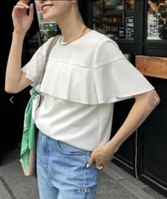 NOLLEY'S フリル付きホワイト半袖トップス