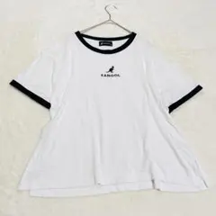 KANGOL Tシャツ レディース Lサイズ リンガーT ワンポイントロゴ 半袖