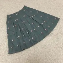 Ne-net ネネット　膝丈フレアスカート　刺繍　グリーン系　サイズ1のサムネイル