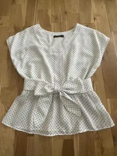 【GORGE】レディース ペプラムリボン付きトップス Vネック ノースリーブ