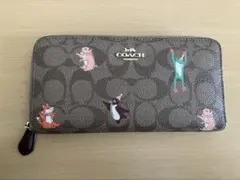 【中古】COACH コーチ 長財布　シグネチャー　ロゴデザイン 動物柄