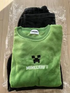 未使用/マイクラ Minecraft フリースパジャマ 150クリーパーセット