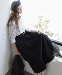 TIARA ティアラ　リボンフレアスカート　黒のサムネイル