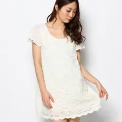 【新品未使用】マーキュリーデュオ フラワーレースフレアスリーブOP