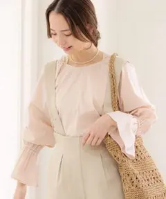 2way juicy puff blouse ジューシーパフブラウス　(ピンク)