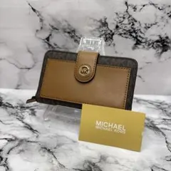 (美品)大人気、マイケルコース、長財布、オールレザー、PVC、総柄、人気色、金