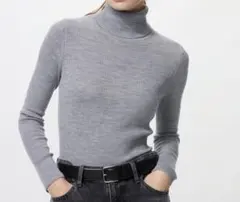 つ*ら様 UNIQLO メリノリブタートルネックセーター GRAY 3XL