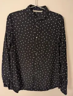 ブラック　ドット　長袖シャツ　グランマ ママドーター　カジュアル