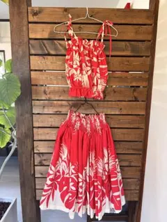 フラダンス用ピンク白花柄セット