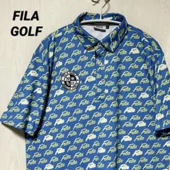 FILA GOLF フィラゴルフ ストレッチ 総柄 半袖 ポロシャツ 青 LLのサムネイル