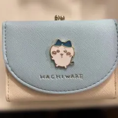 ハチワレ ちいかわ キャラクター財布 水色 口金財布 三つ折