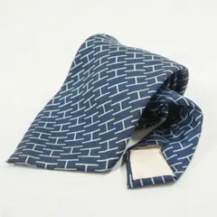 HERMES エルメス ネクタイ H柄 総柄 シルク100% ブルー 青