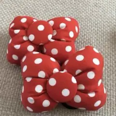 ♡コメントで二個450円に！赤白ドット♡リボン型リボンゴム