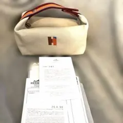 HERMES Hロゴ キャンバス ポーチ ハンドバッグ　PM ショルダー付きのサムネイル