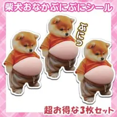 柴犬 お腹 ぷにぷに シール 3枚セット 犬 3D