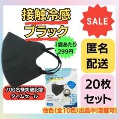 【在庫処分価格】冷感立体不織布小顔マスク　ブラック　10枚×2袋