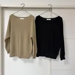 Discoat リブ編み長袖ニット 2色セット