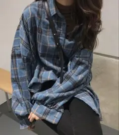 ビッグシルエットシャツ 青 ブルー