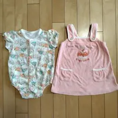 ブランシェス　emue Rotta 　半袖ロンパース2点セット　80　いちご　春