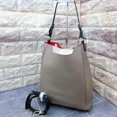 FURLA フルラ ファンタジア トートバッグ グレー シボ革 A4 2way@
