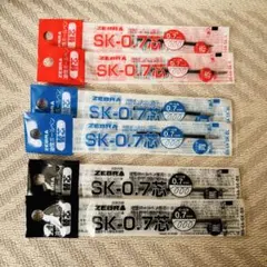 ZEBRA SK-0.7 ボールペン替え芯 赤　青　黒　合計6本