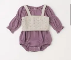 【美品】プティマイン　長袖ロンパース＆ニットビスチェ　セット　80cm 紫