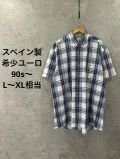 希少 スペイン製ラコステ Basi 90s〜チェックシャツ 44 半袖 美品