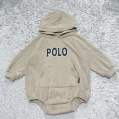 Polo ベビーフード付きロンパース 長袖(80)ベージュ