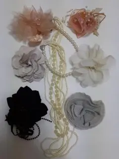 美品 コサージュ ネックレス アクセサリー７点セット